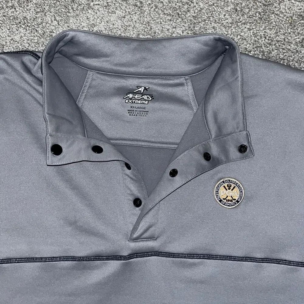 Thick T-neck snap yoke pullover PGA Professional fleece gray Golf sweatshirt
